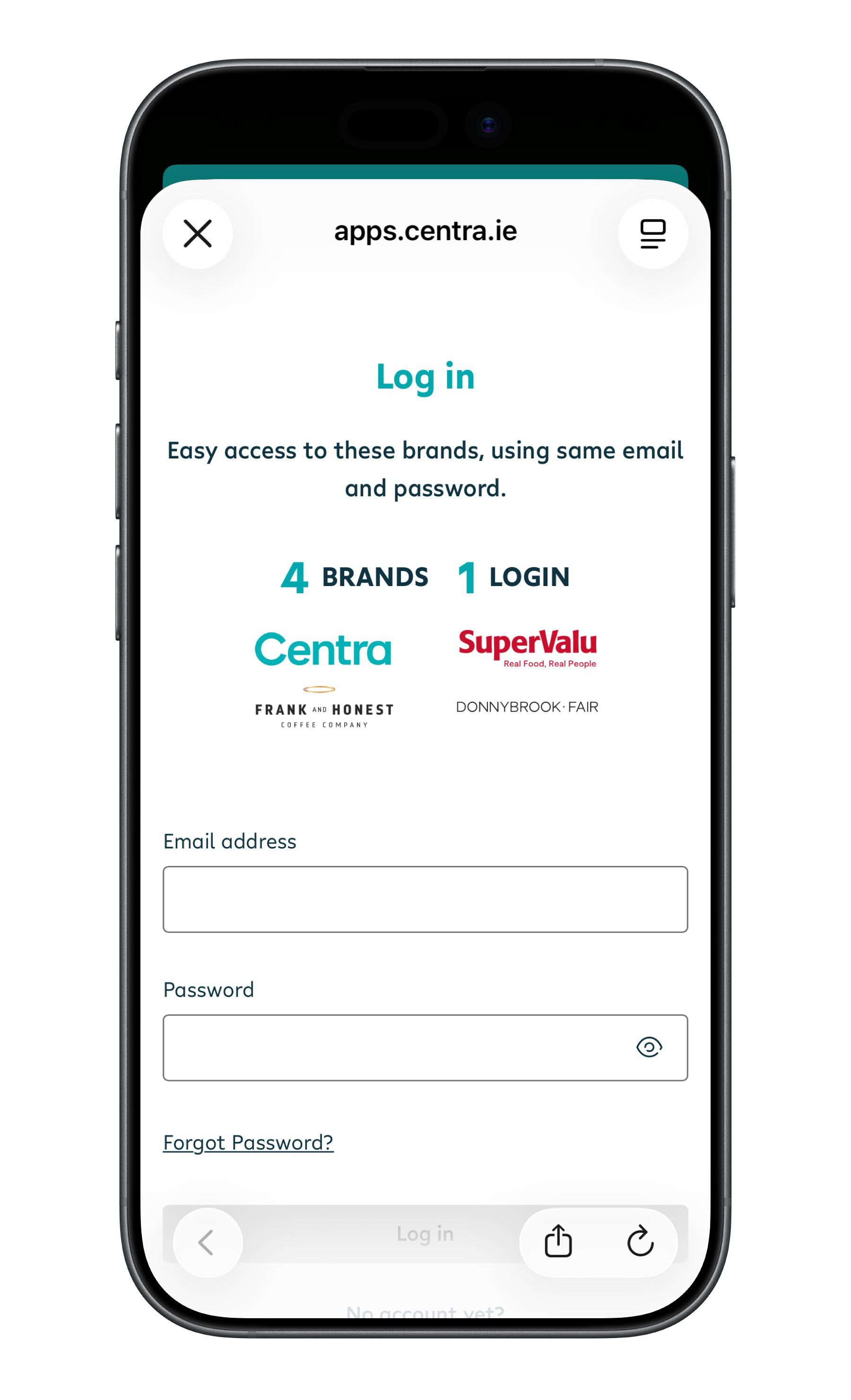 My Centra Login Screen