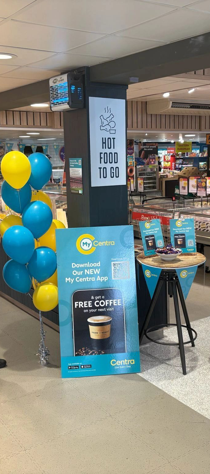 My Centra in-store ad stand